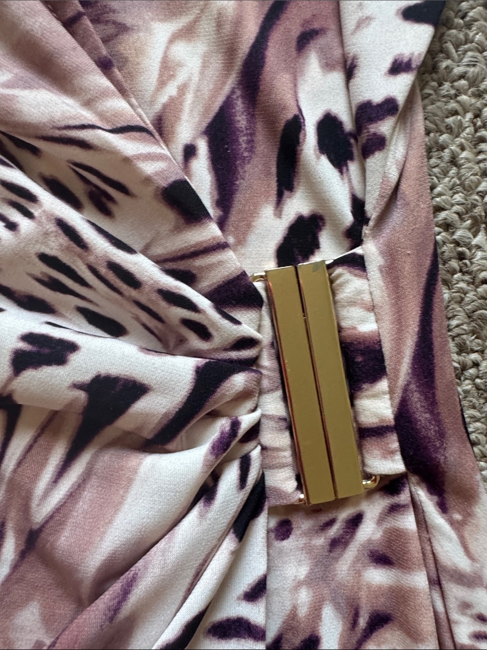 Jennifer Lopez Long Sleeve Wrap Dress in Blush and Black Animal Print - Picture 2 of 5